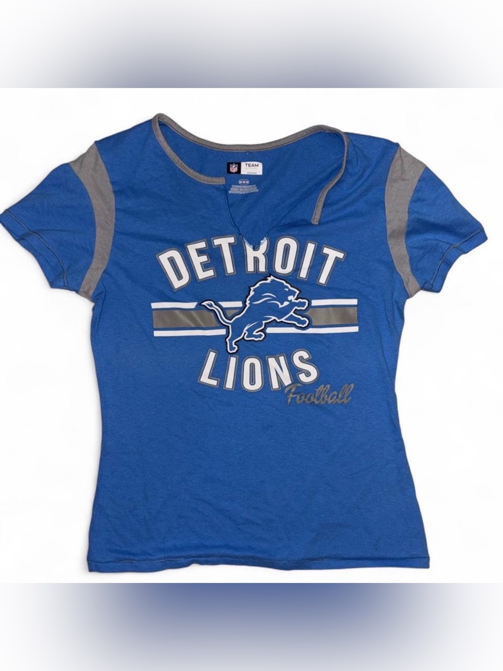 NFL Detroit Lions Royal Blue Short Sleeve Tee with Gray Accents